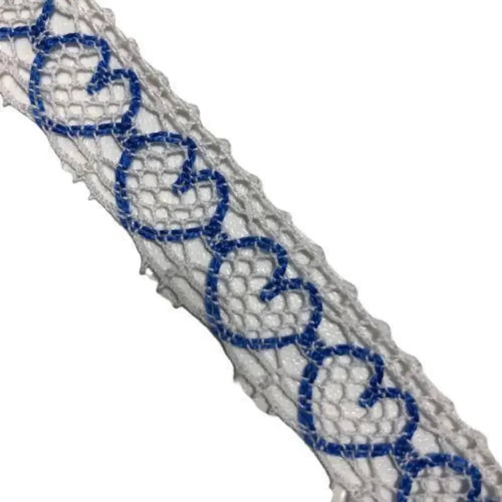 10 Yards Vintage Lace Trim Hearts Blue White Craft Sewing 1/2